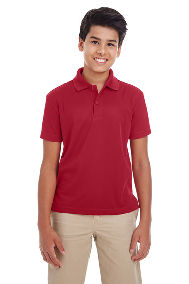 Core 365 88181Y Youth Origin Performance Moisture Wicking Short Sleeve Polo Shirt Classic Red Model Front