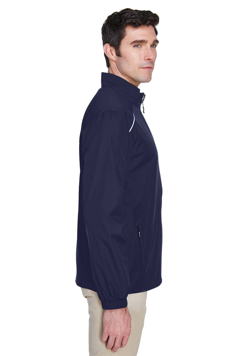 Core 365 88183/88183T Mens Motivate Water Resistant Full Zip Jacket Classic Navy Blue Model Side