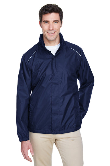 Core 365 88185 Mens Climate Waterproof Full Zip Hooded Jacket Classic Navy Blue Model Front