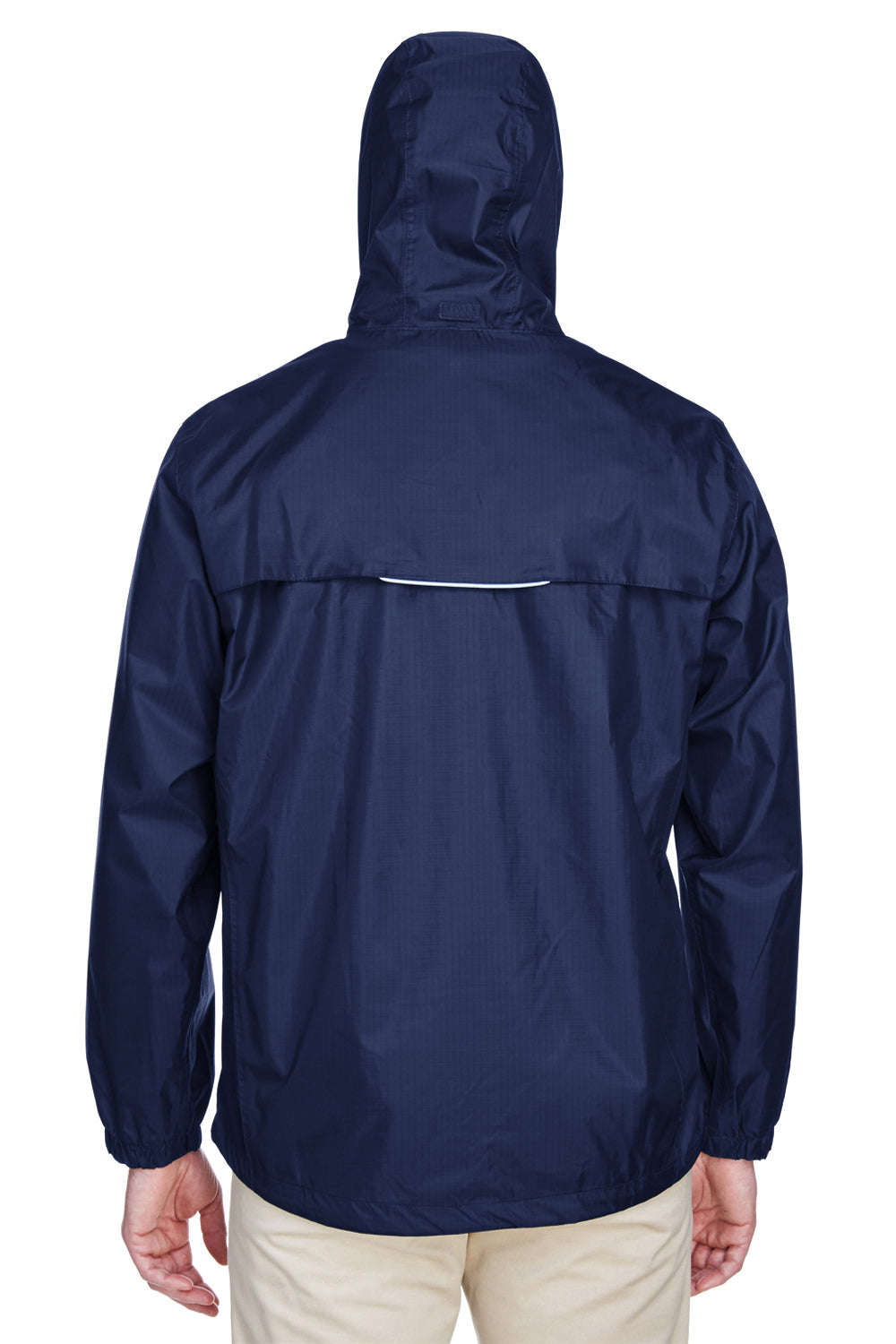 Core 365 88185 Mens Climate Waterproof Full Zip Hooded Jacket Classic Navy Blue Model Back