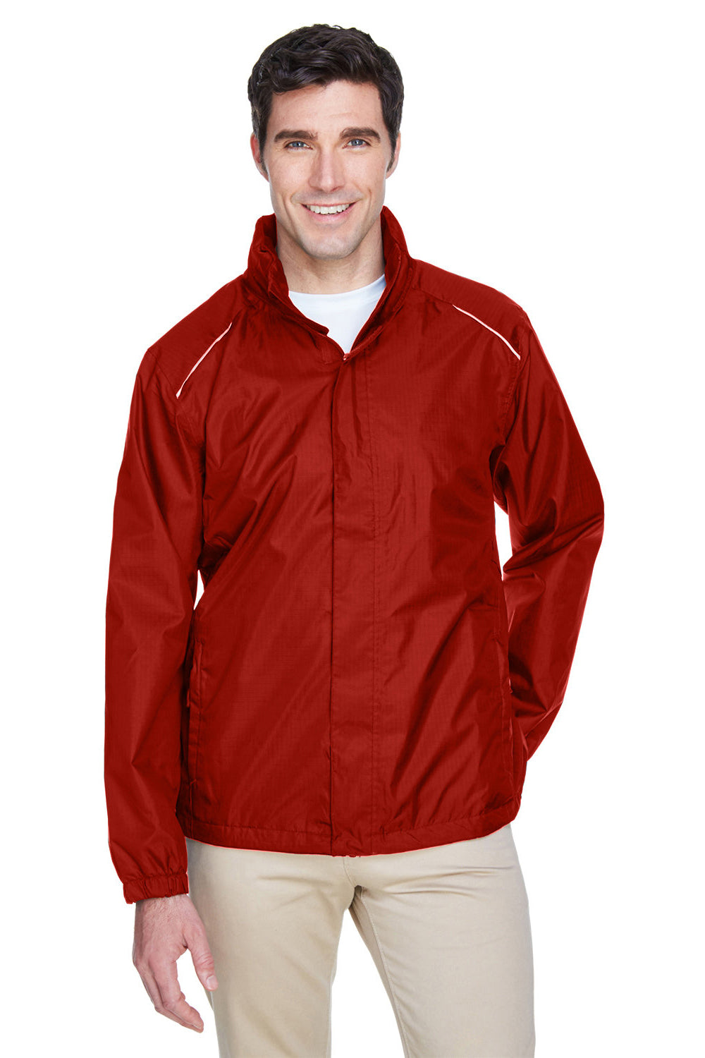 Core 365 88185 Mens Climate Waterproof Full Zip Hooded Jacket Classic Red Model Front