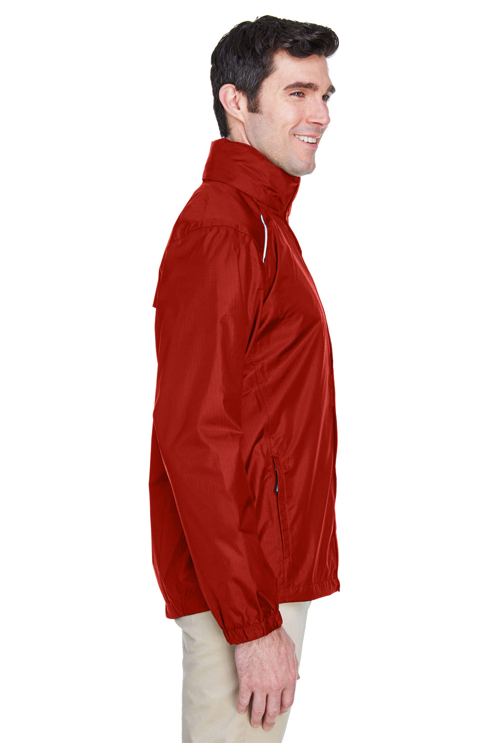 Core 365 88185 Mens Climate Waterproof Full Zip Hooded Jacket Classic Red Model Side