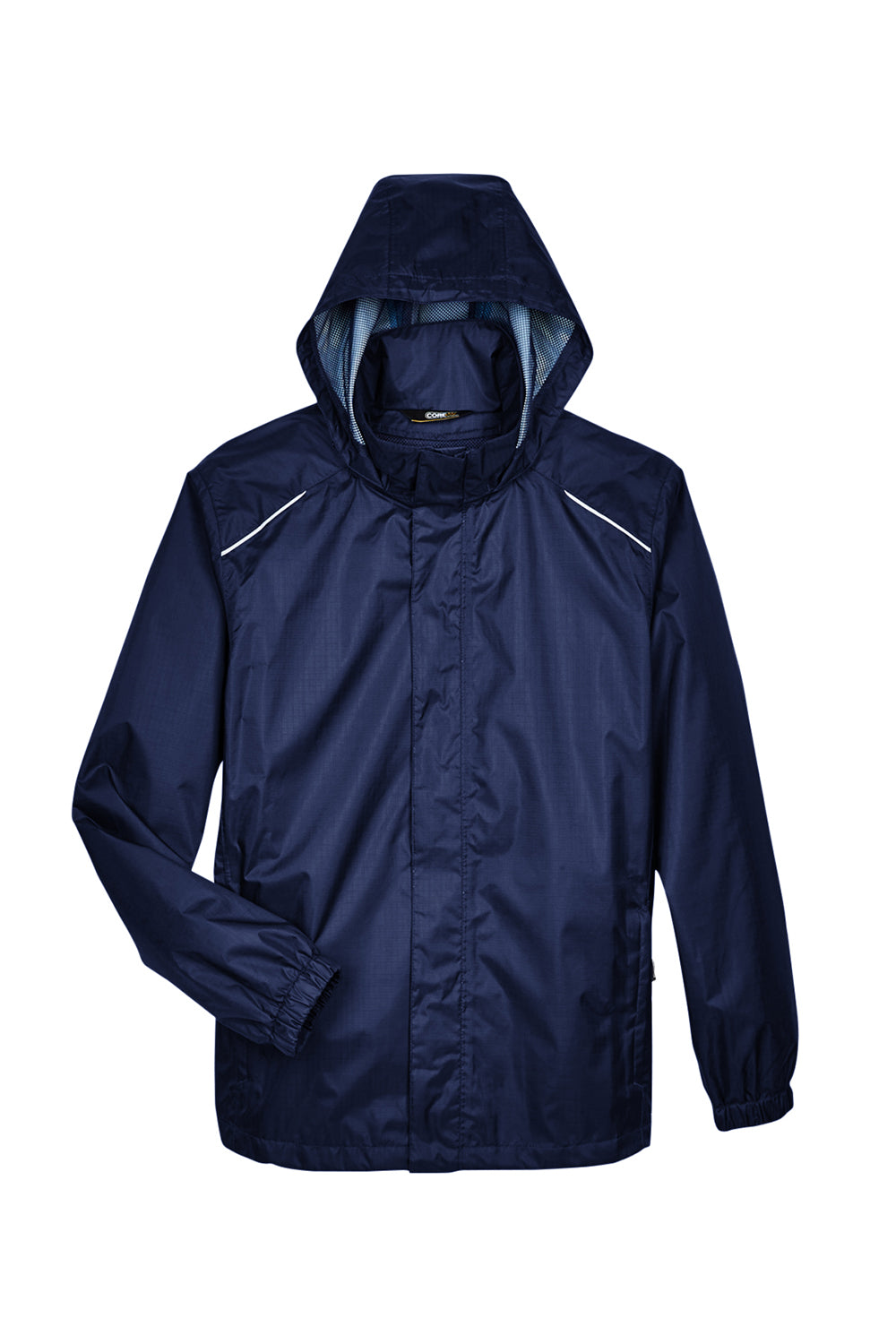 Core 365 88185 Mens Climate Waterproof Full Zip Hooded Jacket Classic Navy Blue Flat Front