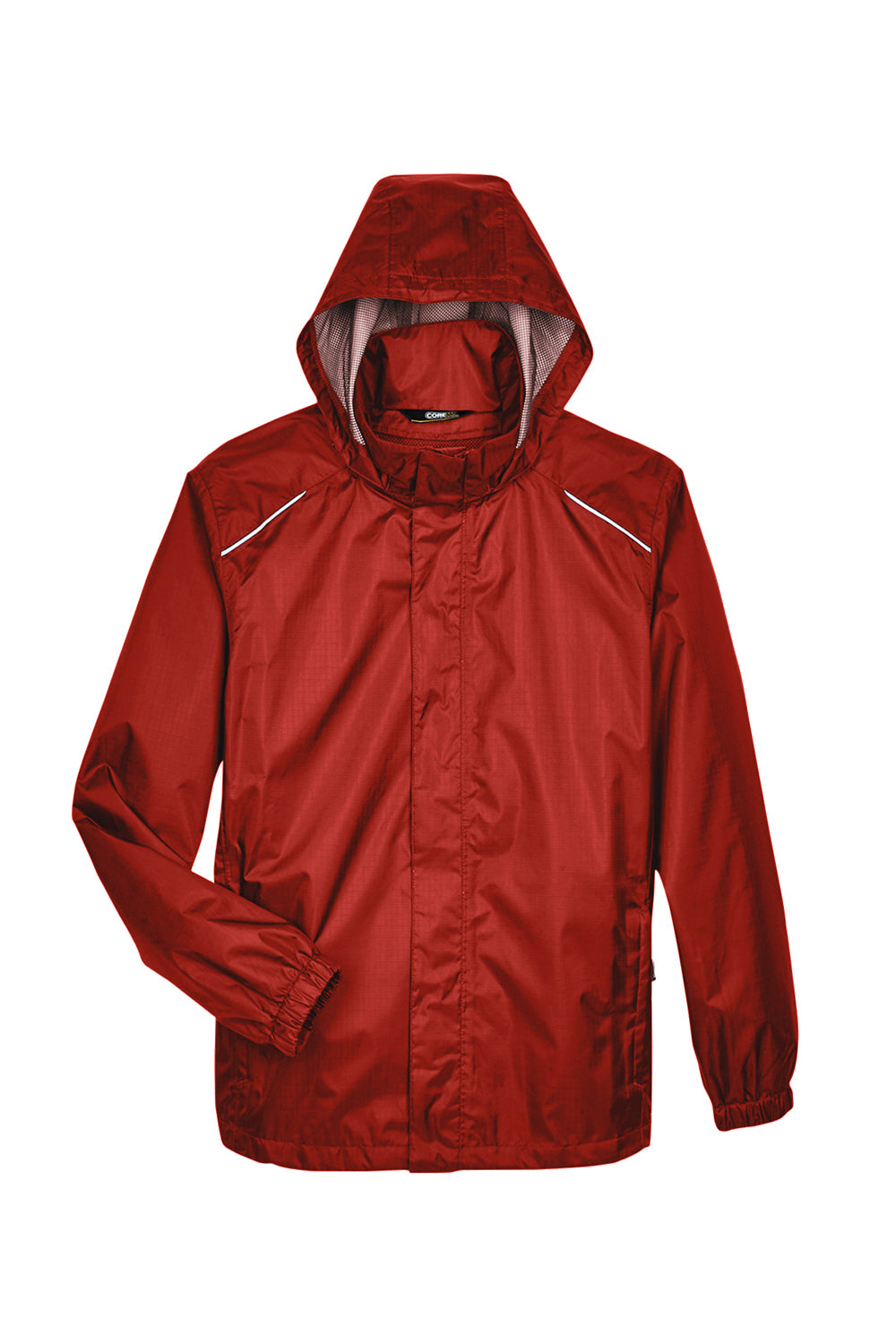 Core 365 88185 Mens Climate Waterproof Full Zip Hooded Jacket Classic Red Flat Front