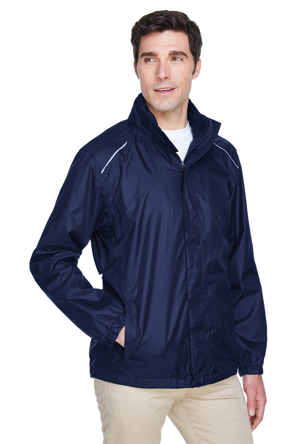 Core 365 88185 Mens Climate Waterproof Full Zip Hooded Jacket Classic Navy Blue Model 3q