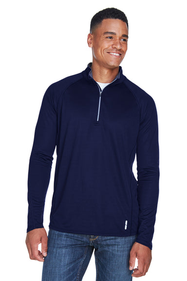 North End 88187 Mens Radar Performance Moisture Wicking 1/4 Zip Sweatshirt Classic Navy Blue Model Front