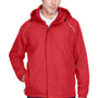 Core 365 Mens Brisk Full Zip Hooded Jacket - Classic Red