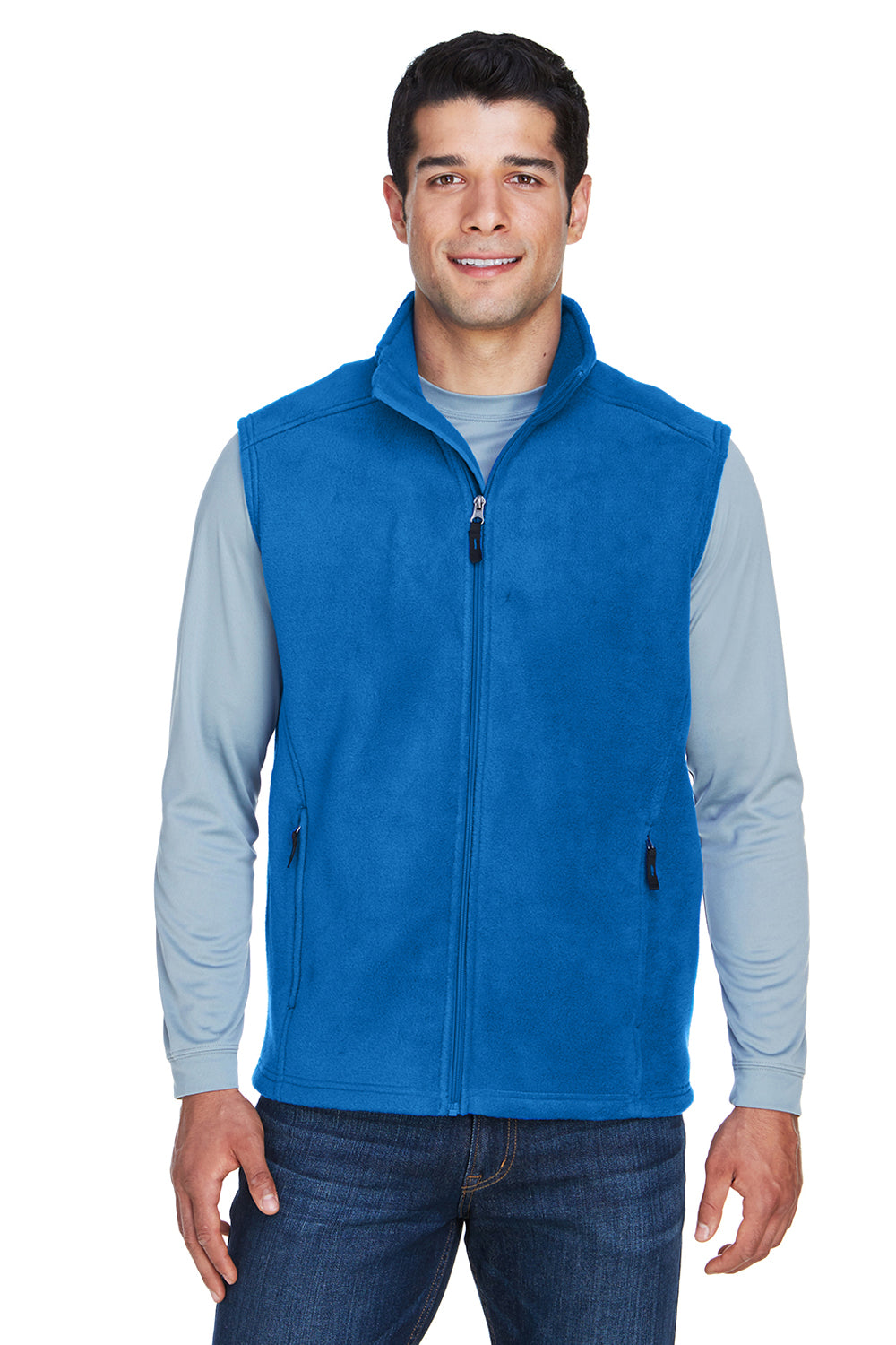 Core 365 88191/88191T Mens Journey Pill Resistant Fleece Full Zip Vest True Royal Blue Model Front