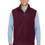 Core 365 Mens Journey Pill Resistant Fleece Full Zip Vest - Burgundy