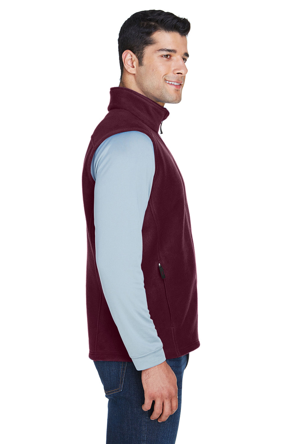 Core 365 88191/88191T Mens Journey Pill Resistant Fleece Full Zip Vest Burgundy Model Side