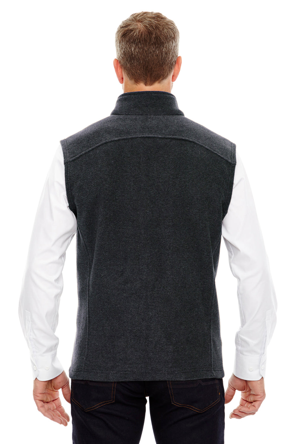 Core 365 88191/88191T Mens Journey Pill Resistant Fleece Full Zip Vest Heather Charcoal Grey Model Back