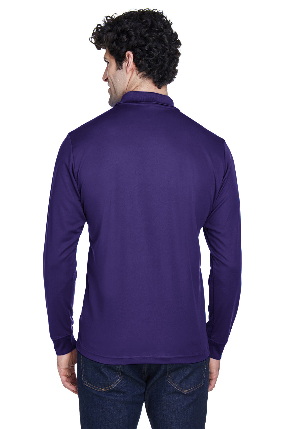 Core 365 88192/88192T Mens Pinnacle Performance Moisture Wicking Long Sleeve Polo Shirt Campus Purple Model Back