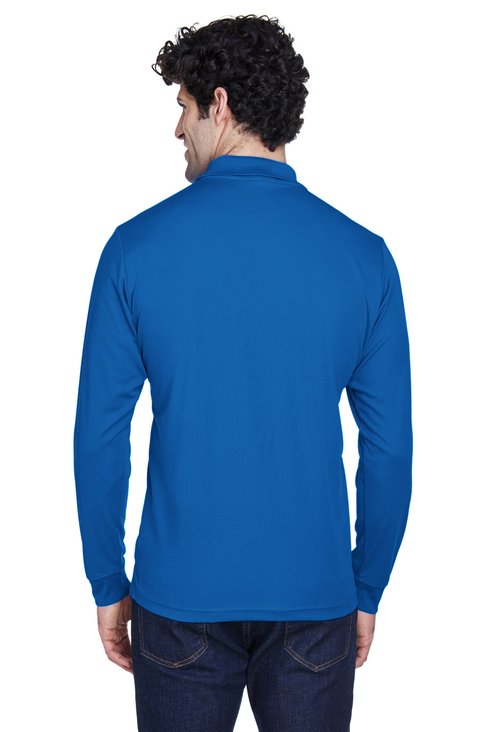 Core 365 88192/88192T Mens Pinnacle Performance Moisture Wicking Long Sleeve Polo Shirt True Royal Blue Model Back