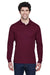 Core 365 88192/88192T Mens Pinnacle Performance Moisture Wicking Long Sleeve Polo Shirt Burgundy Model Front