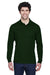 Core 365 88192/88192T Mens Pinnacle Performance Moisture Wicking Long Sleeve Polo Shirt Forest Green Model Front