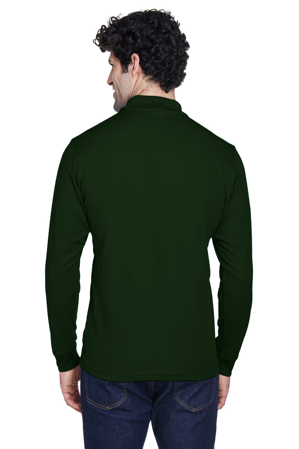 Core 365 88192/88192T Mens Pinnacle Performance Moisture Wicking Long Sleeve Polo Shirt Forest Green Model Back