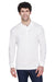 Core 365 88192/88192T Mens Pinnacle Performance Moisture Wicking Long Sleeve Polo Shirt White Model Front