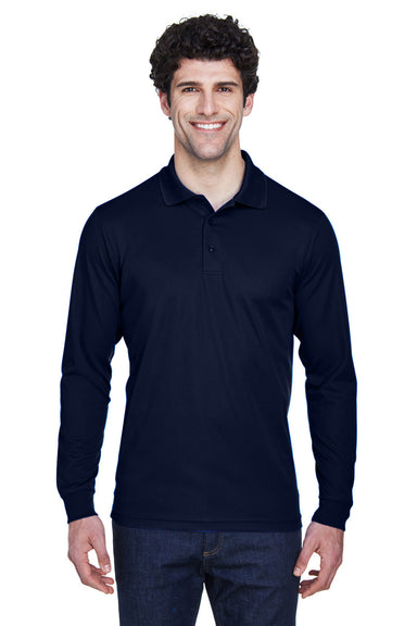 Core 365 88192/88192T Mens Pinnacle Performance Moisture Wicking Long Sleeve Polo Shirt Classic Navy Blue Model Front