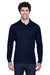 Core 365 88192/88192T Mens Pinnacle Performance Moisture Wicking Long Sleeve Polo Shirt Classic Navy Blue Model Front