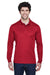 Core 365 88192/88192T Mens Pinnacle Performance Moisture Wicking Long Sleeve Polo Shirt Classic Red Model Front