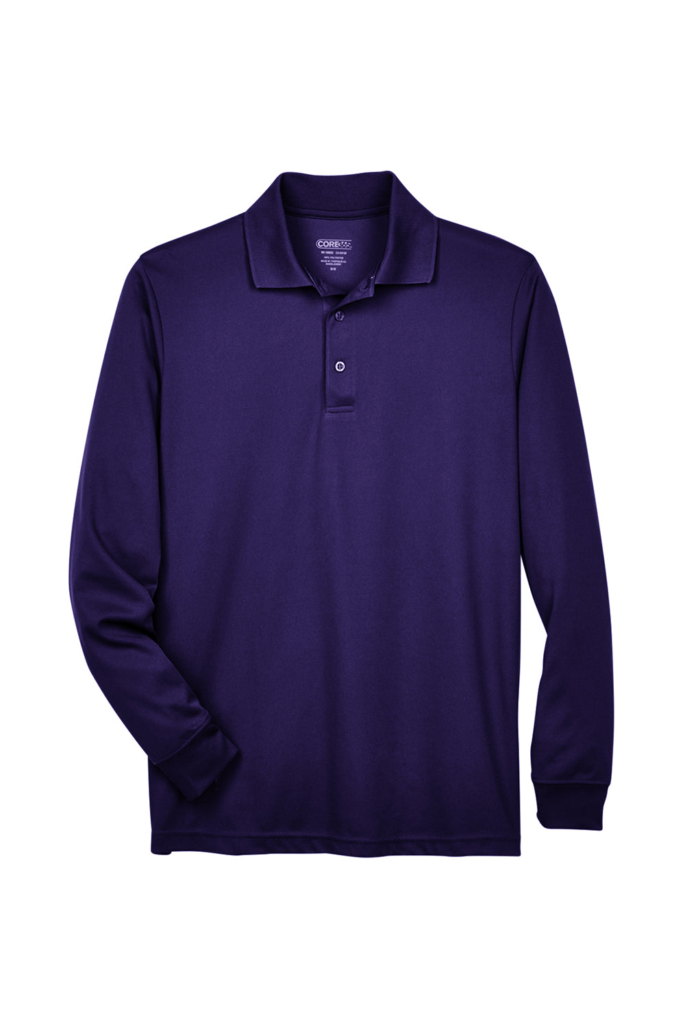 Core 365 88192/88192T Mens Pinnacle Performance Moisture Wicking Long Sleeve Polo Shirt Campus Purple Flat Front