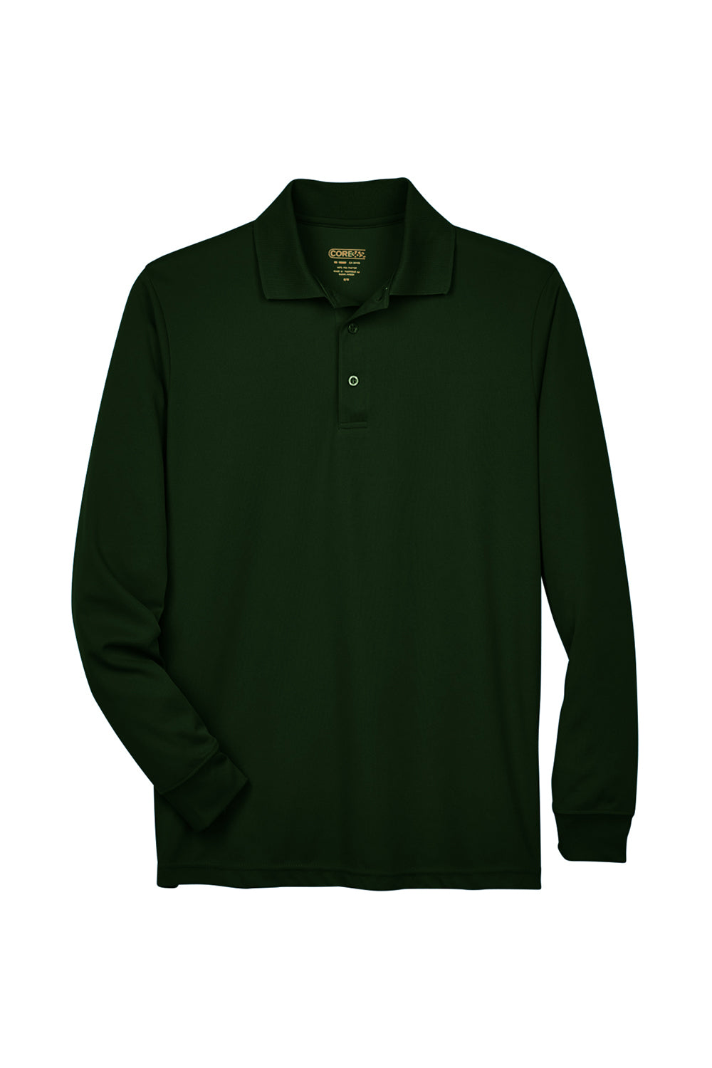 Core 365 88192/88192T Mens Pinnacle Performance Moisture Wicking Long Sleeve Polo Shirt Forest Green Flat Front