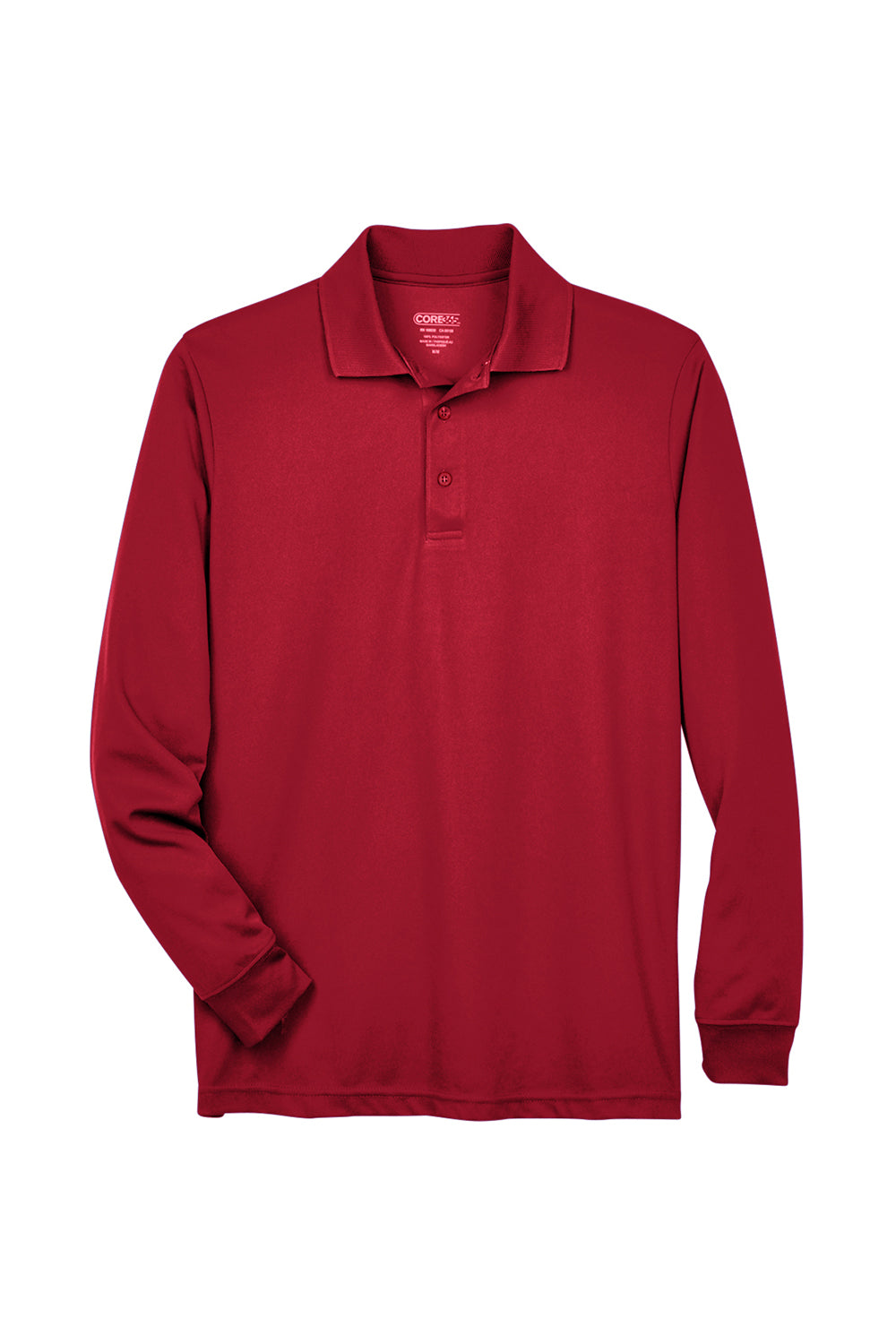 Core 365 88192/88192T Mens Pinnacle Performance Moisture Wicking Long Sleeve Polo Shirt Classic Red Flat Front