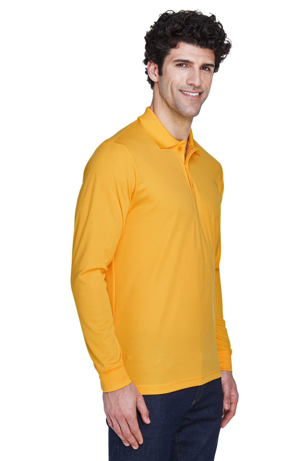 Core 365 88192/88192T Mens Pinnacle Performance Moisture Wicking Long Sleeve Polo Shirt Campus Gold Model 3q