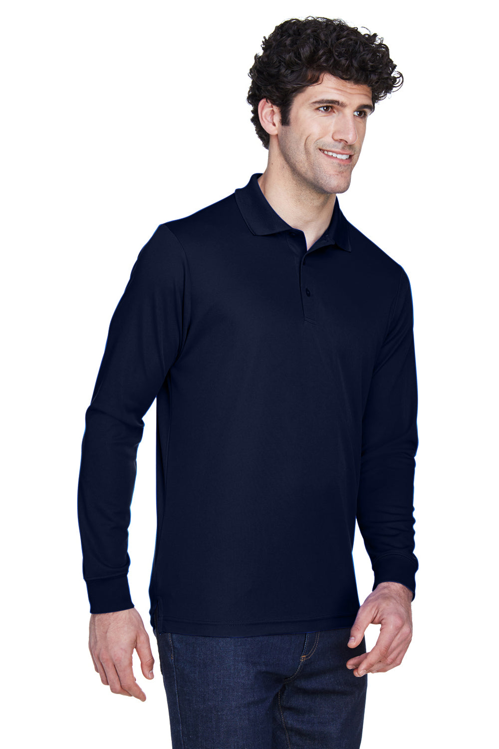 Core 365 88192/88192T Mens Pinnacle Performance Moisture Wicking Long Sleeve Polo Shirt Classic Navy Blue Model 3q