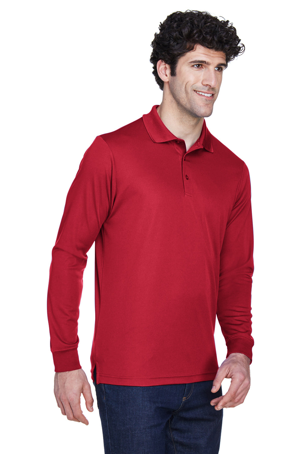 Core 365 88192/88192T Mens Pinnacle Performance Moisture Wicking Long Sleeve Polo Shirt Classic Red Model 3q