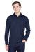 Core 365 88192P Mens Pinnacle Performance Moisture Wicking Long Sleeve Polo Shirt w/ Pocket Classic Navy Blue Model Front