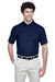 Core 365 88194/88194T Mens Optimum UV Protection Short Sleeve Button Down Shirt w/ Pocket Classic Navy Blue Model Front