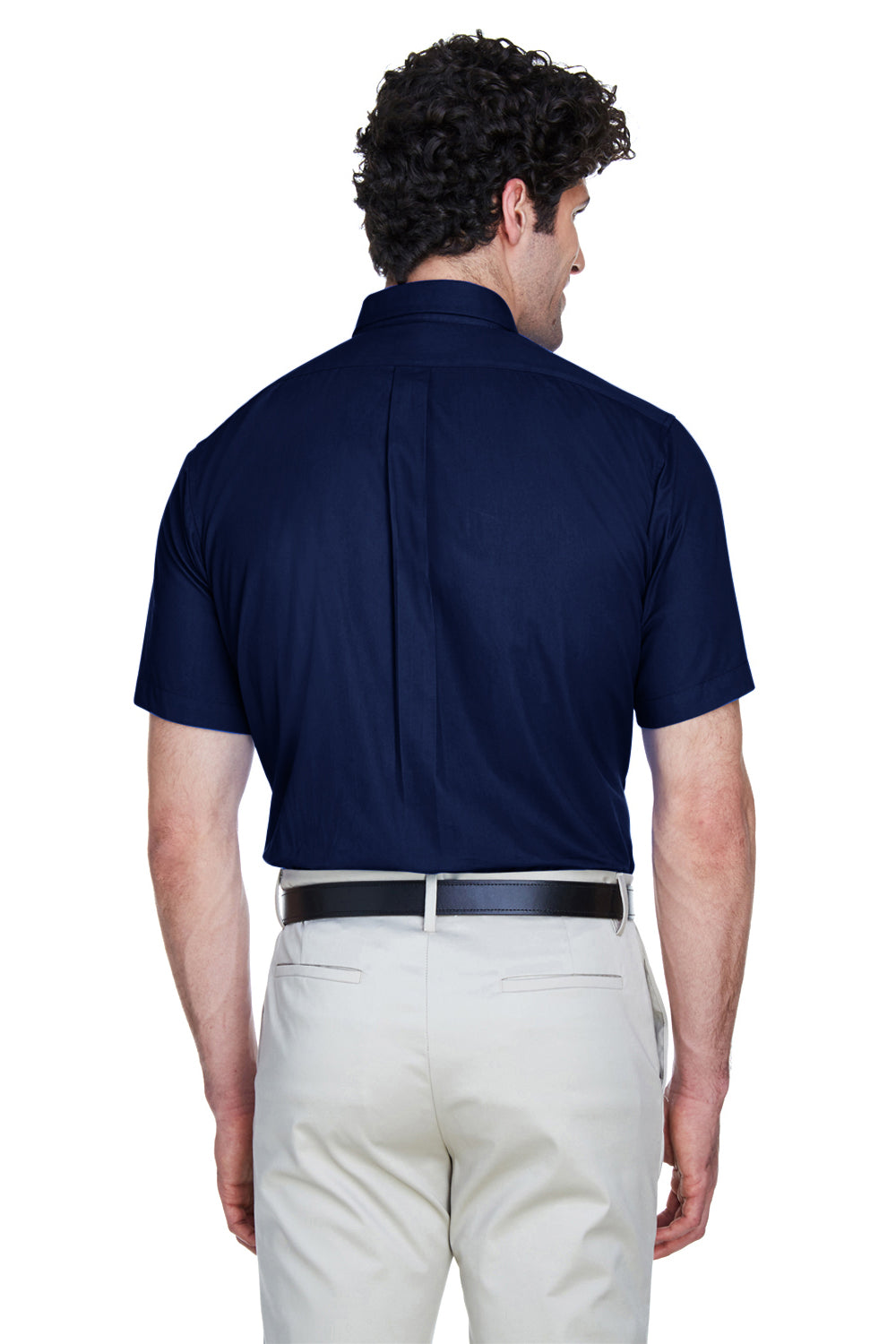 Core 365 88194/88194T Mens Optimum UV Protection Short Sleeve Button Down Shirt w/ Pocket Classic Navy Blue Model Back