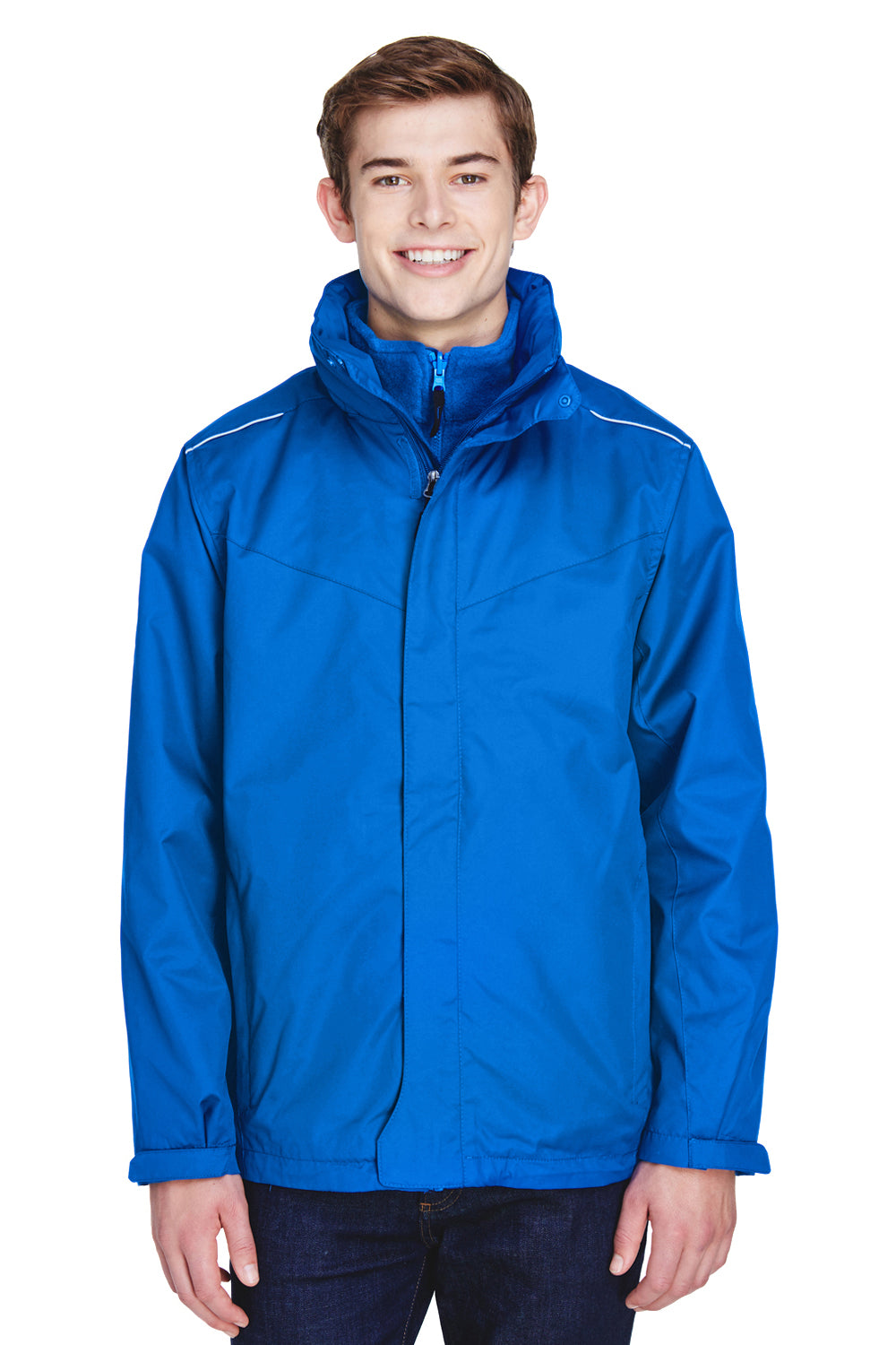 Core 365 88205/88205T Mens Region 3-in-1 Water Resistant Full Zip Hooded Jacket True Royal Blue Model Front