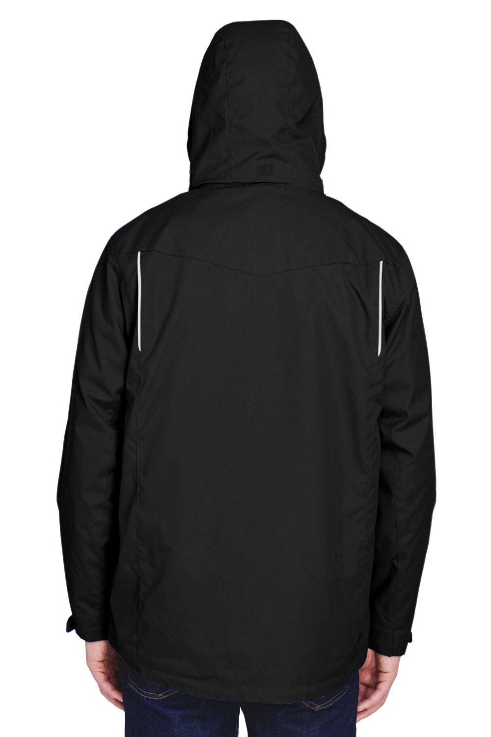 Core 365 88205/88205T Mens Region 3-in-1 Water Resistant Full Zip Hooded Jacket Black Model Back