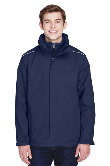 Core 365 88205/88205T Mens Region 3-in-1 Water Resistant Full Zip Hooded Jacket Classic Navy Blue Model Front