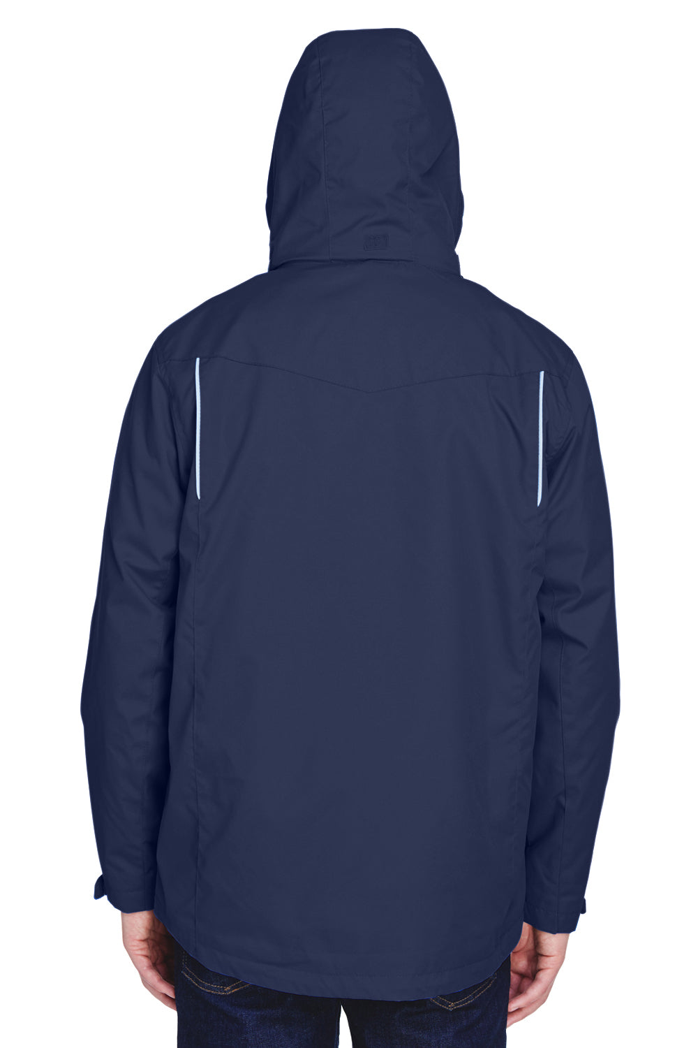 Core 365 88205/88205T Mens Region 3-in-1 Water Resistant Full Zip Hooded Jacket Classic Navy Blue Model Back