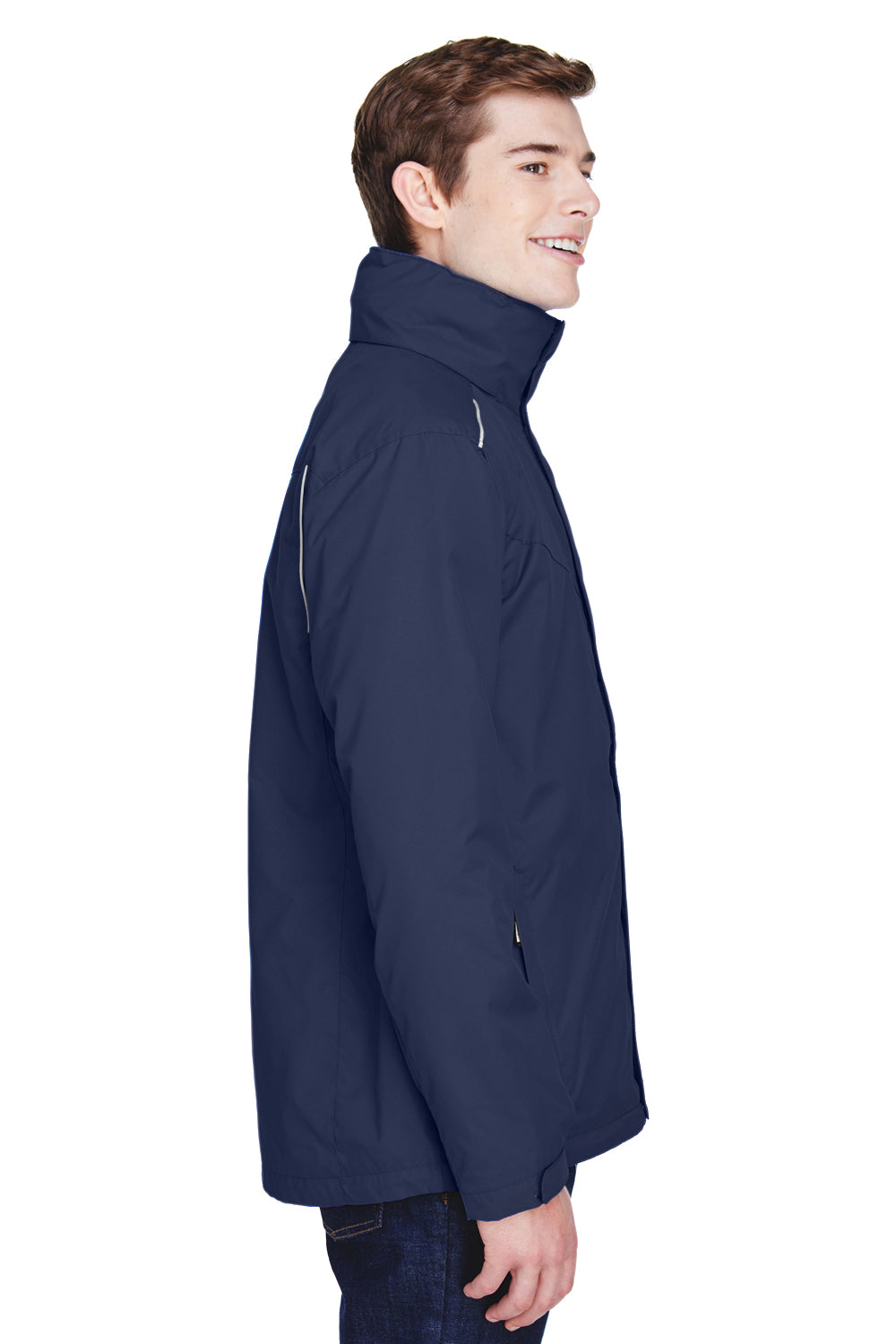 Core 365 88205/88205T Mens Region 3-in-1 Water Resistant Full Zip Hooded Jacket Classic Navy Blue Model Side