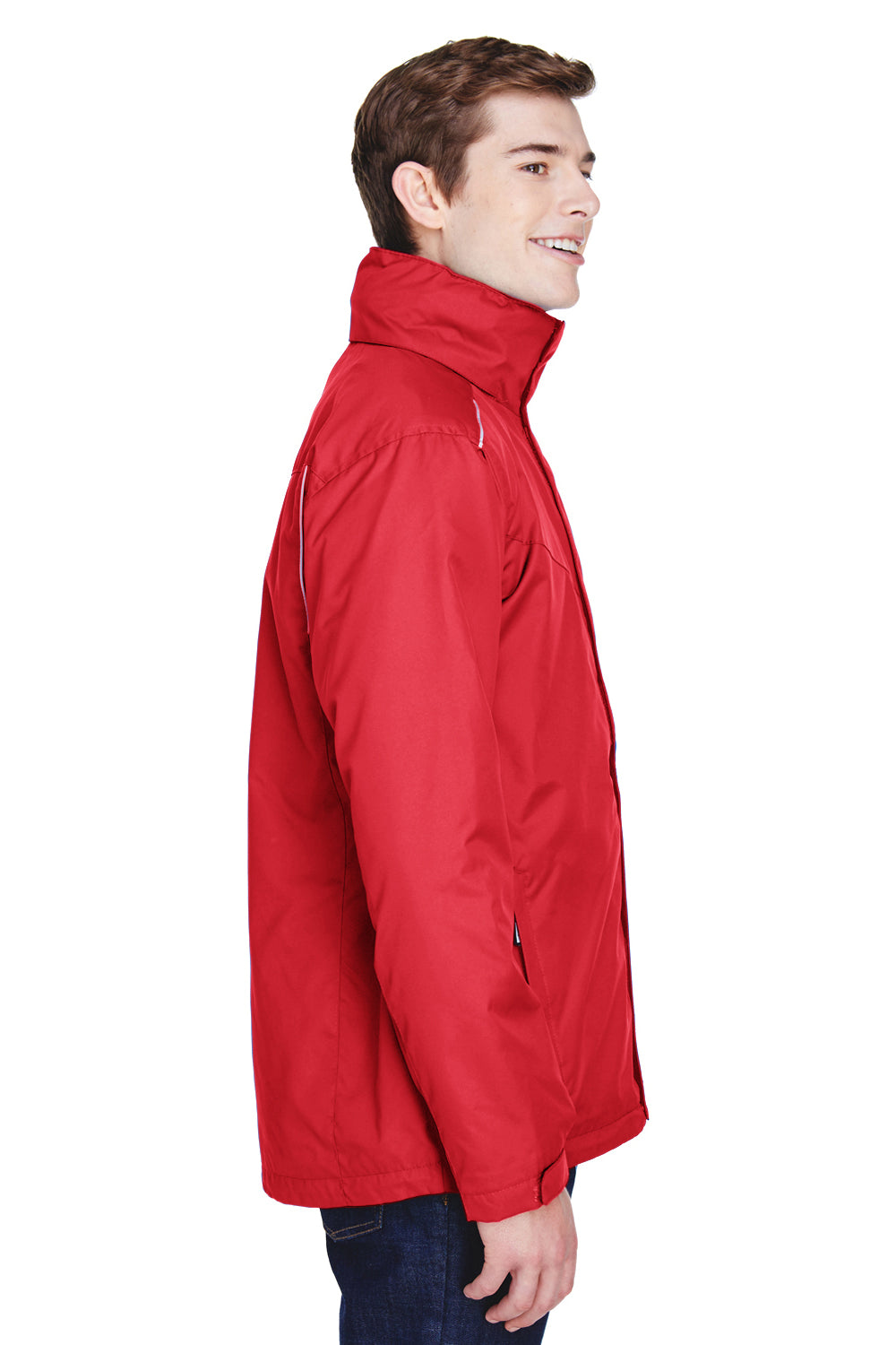 Core 365 88205/88205T Mens Region 3-in-1 Water Resistant Full Zip Hooded Jacket Classic Red Model Side