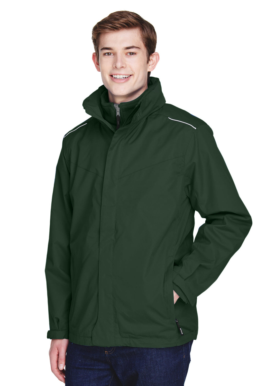 Core 365 88205/88205T Mens Region 3-in-1 Water Resistant Full Zip Hooded Jacket Forest Green Model 3q