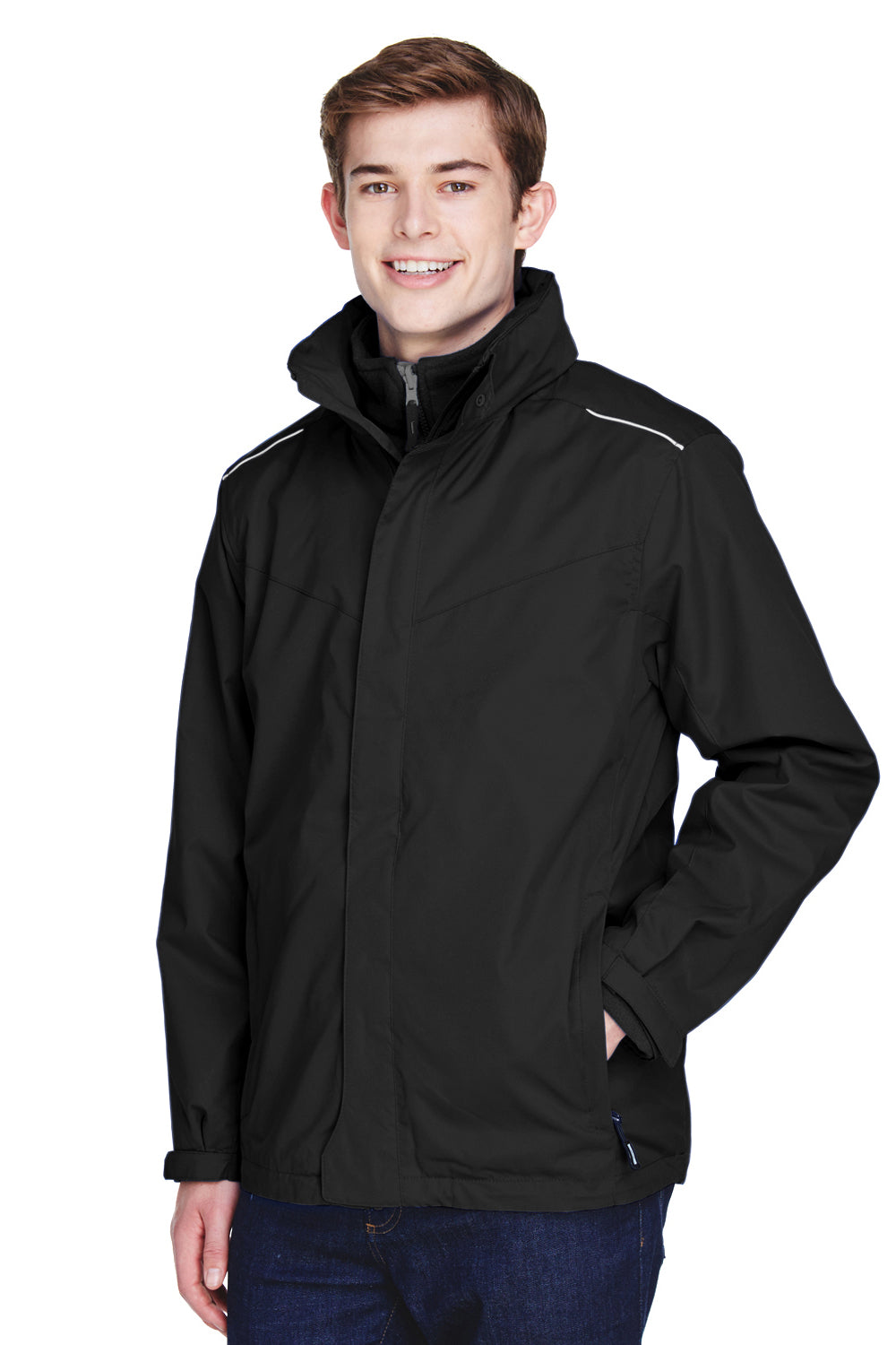 Core 365 88205/88205T Mens Region 3-in-1 Water Resistant Full Zip Hooded Jacket Black Model 3q