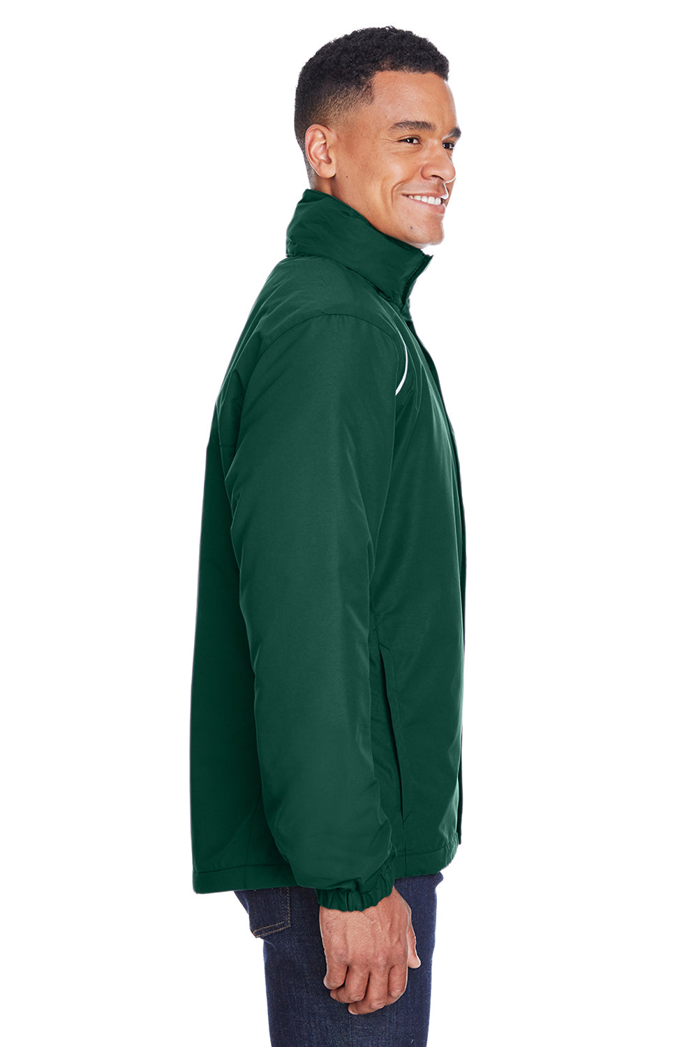 Core 365 88224/88224T Mens Profile Water Resistant Full Zip Hooded Jacket Forest Green Model Side