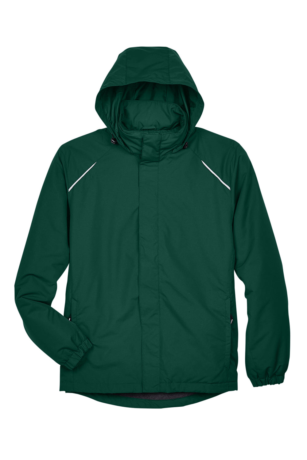 Core 365 88224/88224T Mens Profile Water Resistant Full Zip Hooded Jacket Forest Green Flat Front