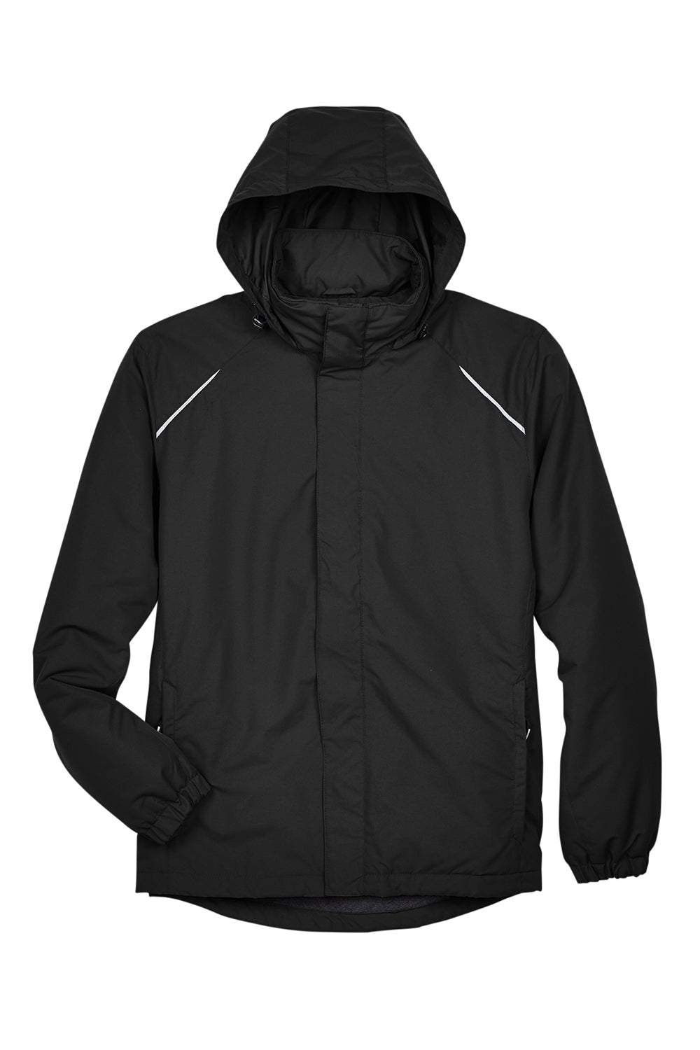 Core 365 88224/88224T Mens Profile Water Resistant Full Zip Hooded Jacket Black Flat Front