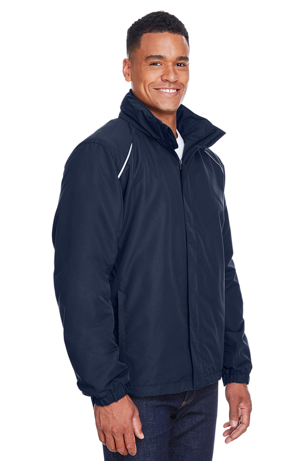 Core 365 88224/88224T Mens Profile Water Resistant Full Zip Hooded Jacket Classic Navy Blue Model 3q