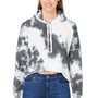 J America Womens Cropped Hooded Sweatshirt Hoodie - Black Tie Dye