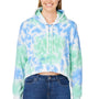 J America Womens Cropped Hooded Sweatshirt Hoodie - Lagoon Tie Dye