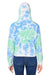 J America 8853JA Womens Cropped Hooded Sweatshirt Hoodie Lagoon Tie Dye Model Back