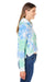 J America 8853JA Womens Cropped Hooded Sweatshirt Hoodie Lagoon Tie Dye Model Side