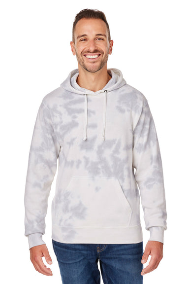 J America 8861JA/8861 Mens Tie-Dye Hooded Sweatshirt Hoodie w/ Pouch Pocket Grey Model Front